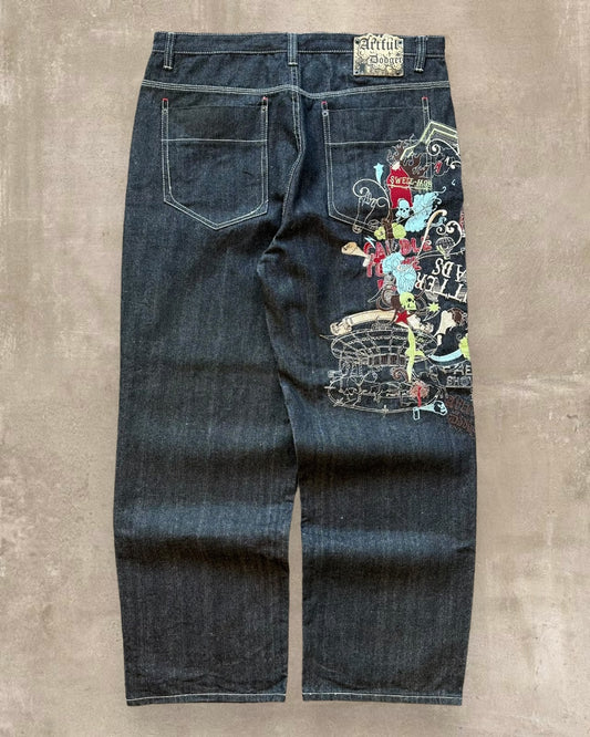 00s Artful Dodger Embroidered Jeans - 40
