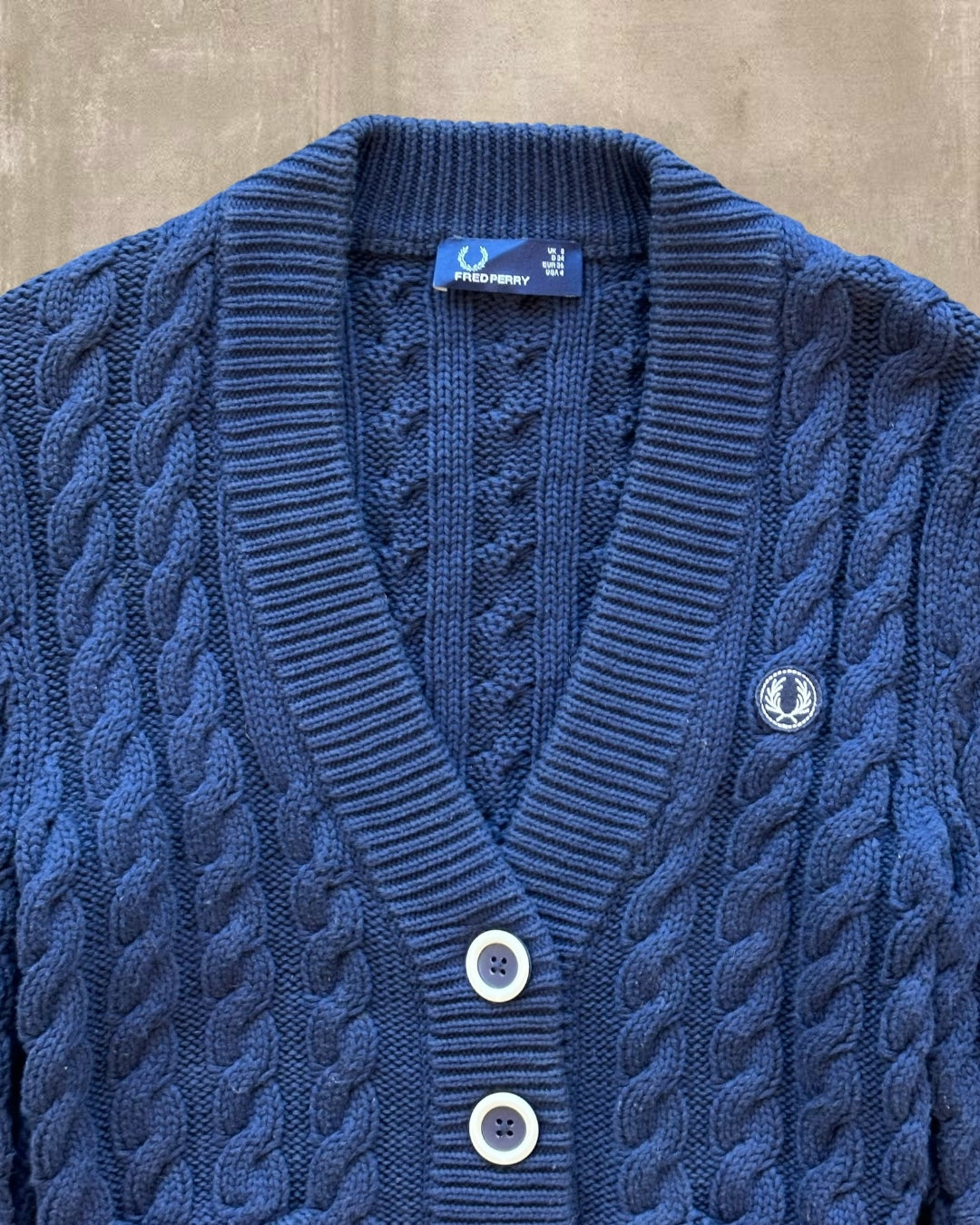 00s Fred Perry Cable Knit Sweater - XS
